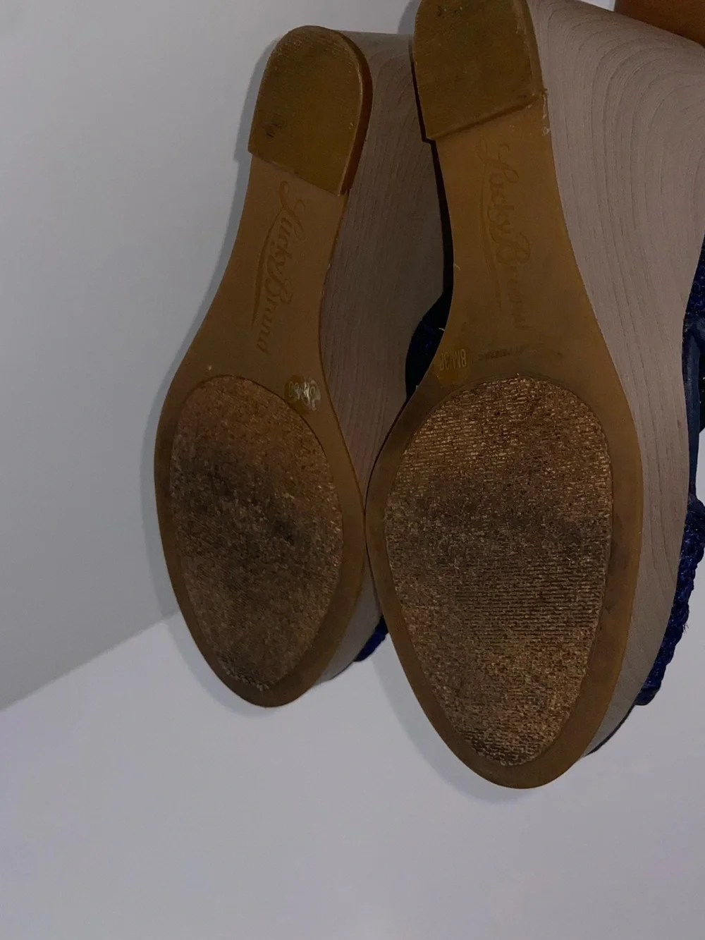 Navy Woven Slingback Wedge Sandals Lucky Brand Size 8
